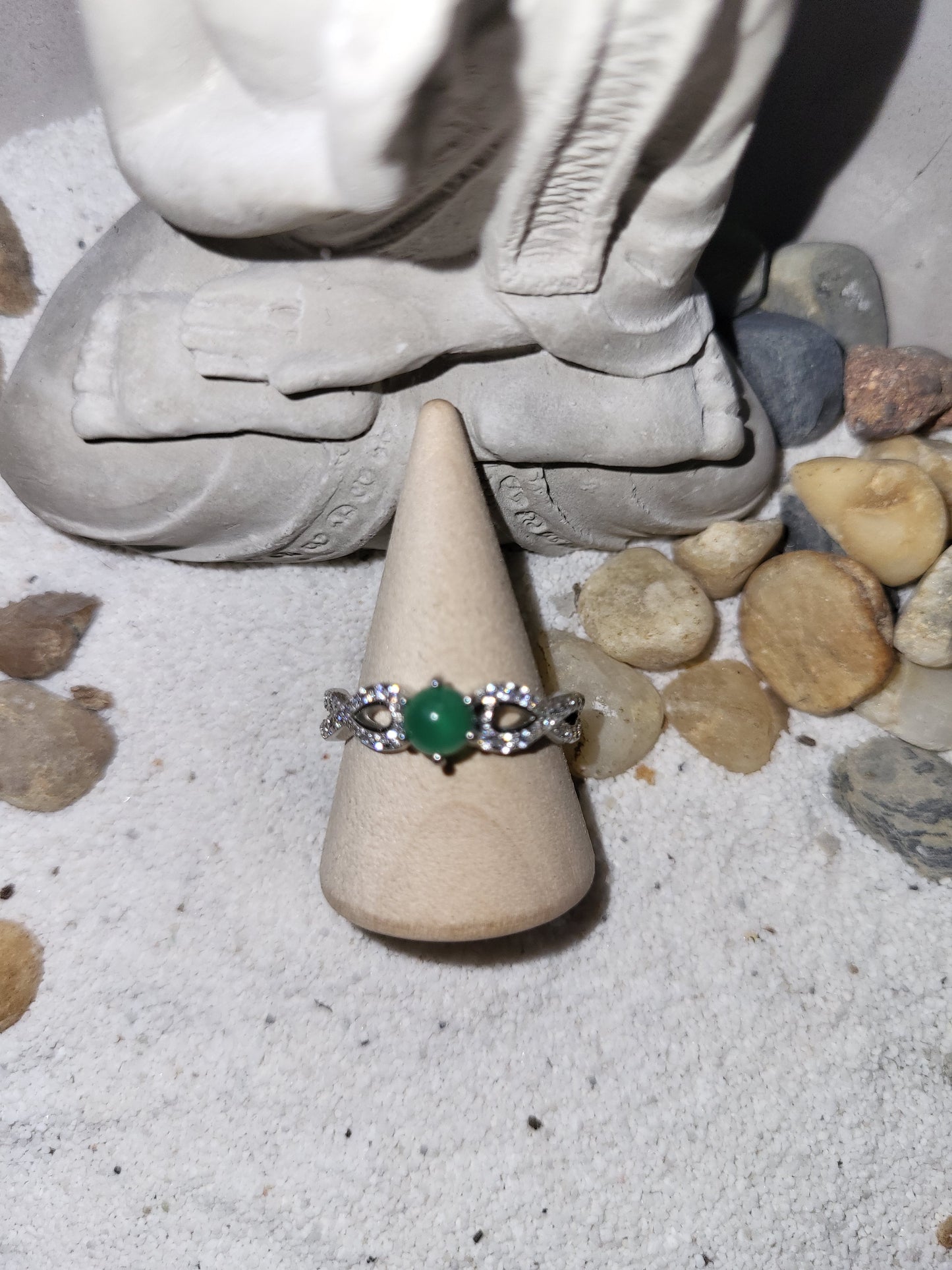 Bague en argent 925 rhodié en Chrysoprase