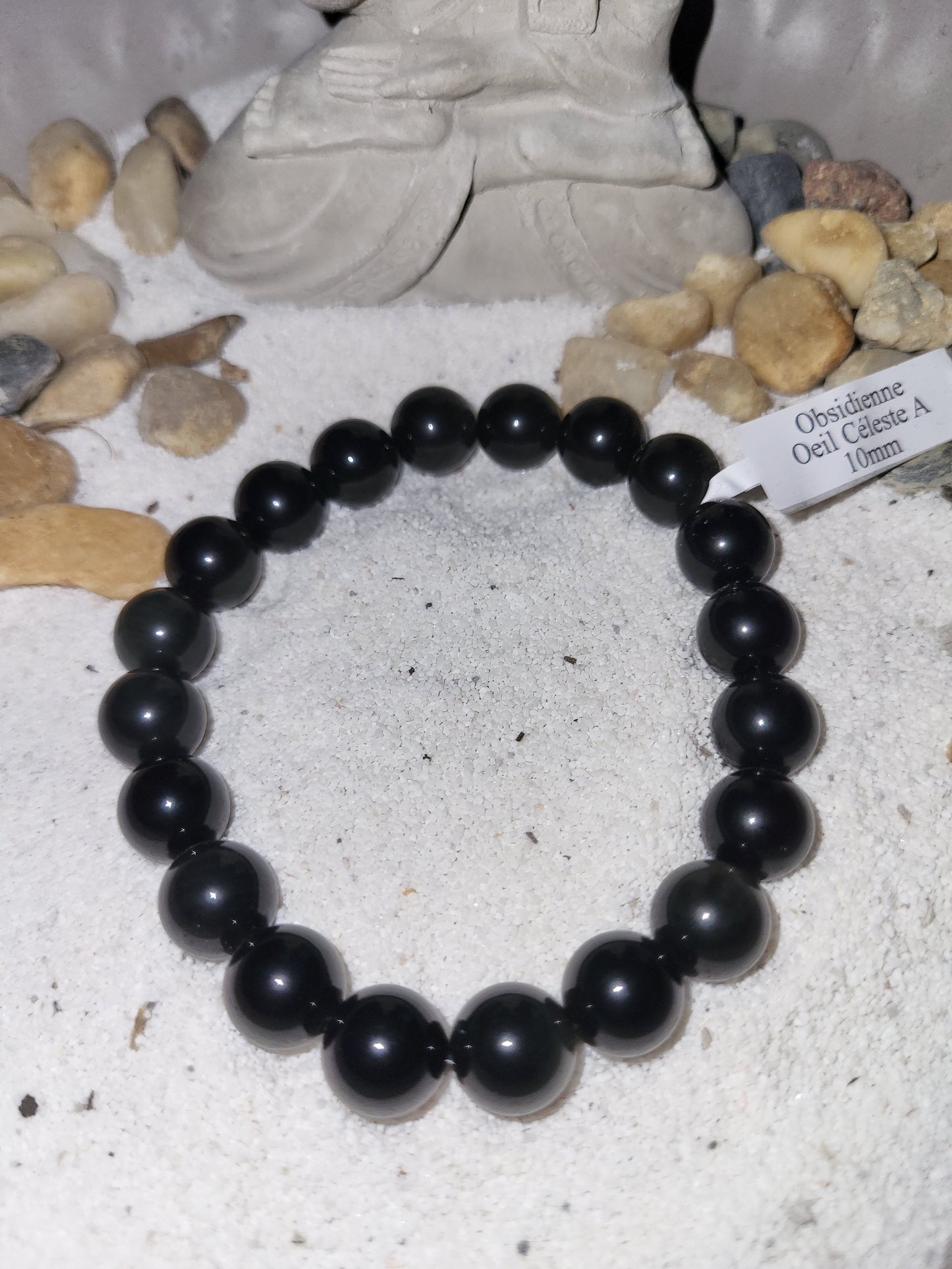 Bracelet boule en Obsidienne Oeil céleste du Mexique