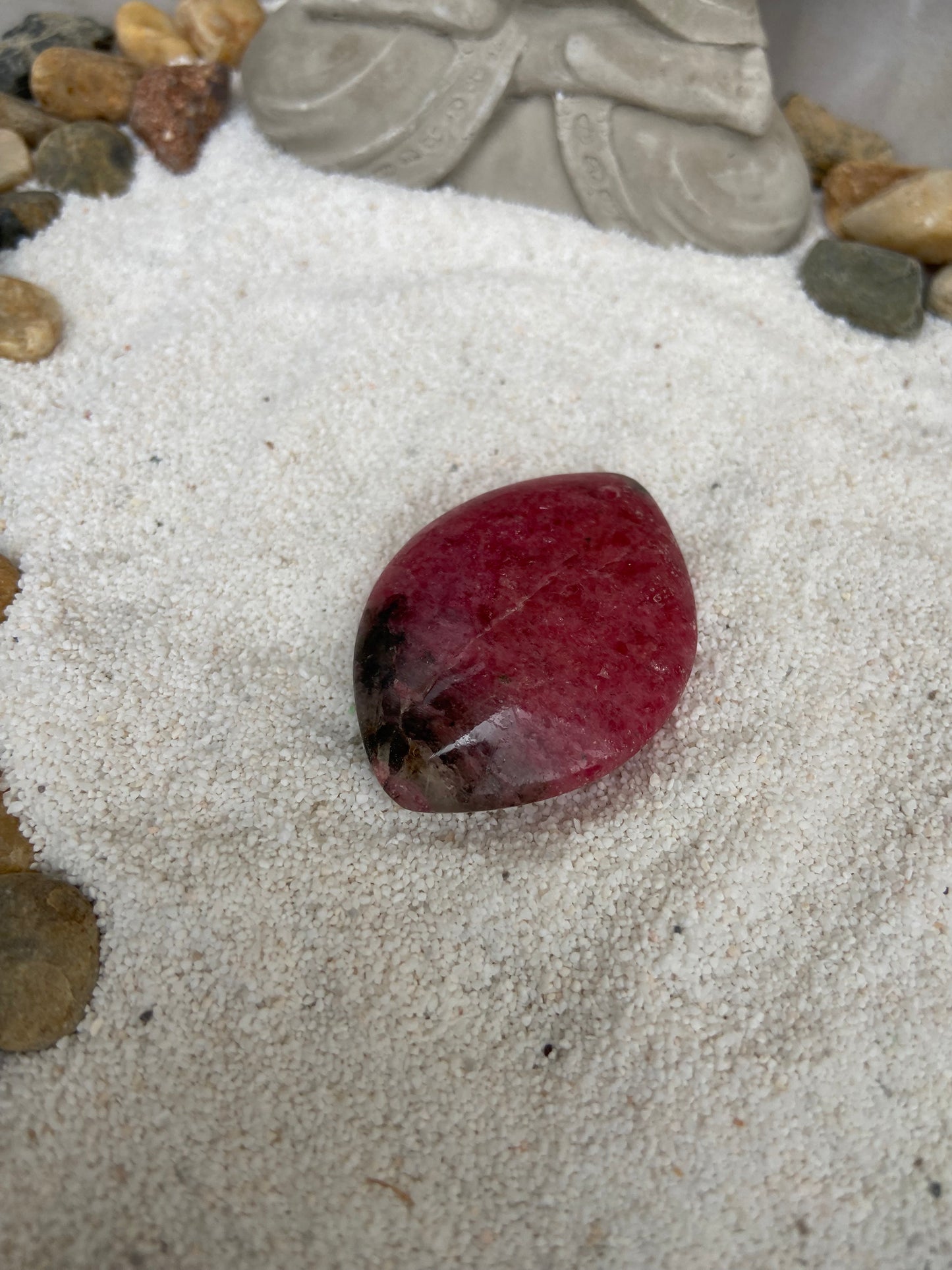 Pendentif pierre plate en rhodonite