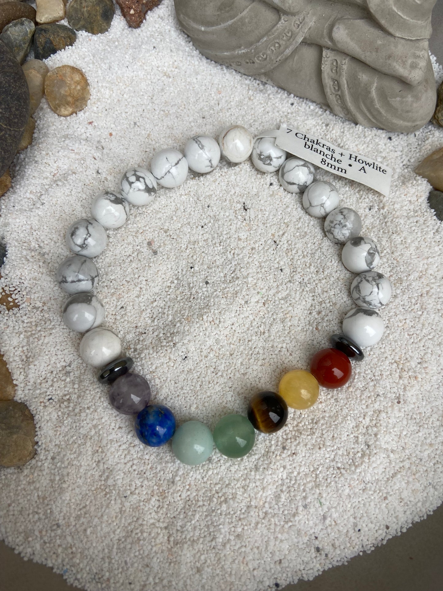 Bracelet 7 chakras + howlite blanche