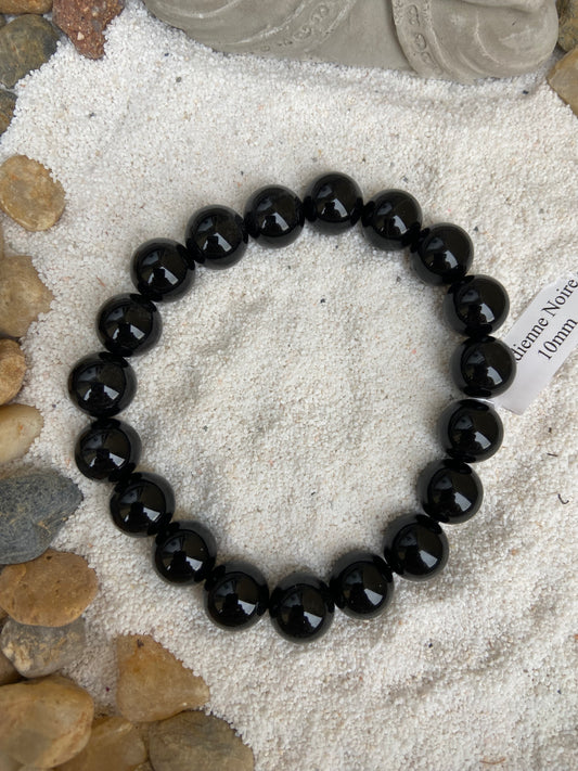 Bracelet boule Obsidienne noire 10 mm