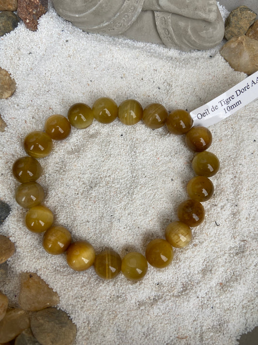 Bracelet boule Oeil de tigre doré