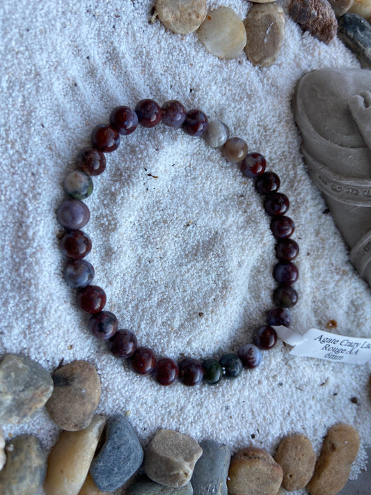 Bracelet boule en Agate Crazy Lace Rouge