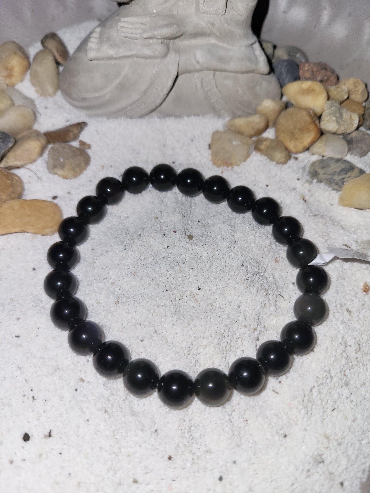 Bracelet boule en Obsidienne oeil céleste du Mexique